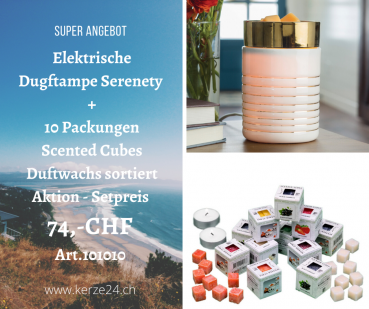 Candle Warmers Duftlampenset - Serenety inclusive 10 Packungen Scented Cubes Düfte